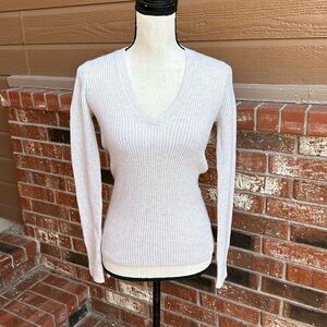 Vince 100% Cashmere V Neck Long Sleeve Ribbed Sweater Women's Size Extra Small